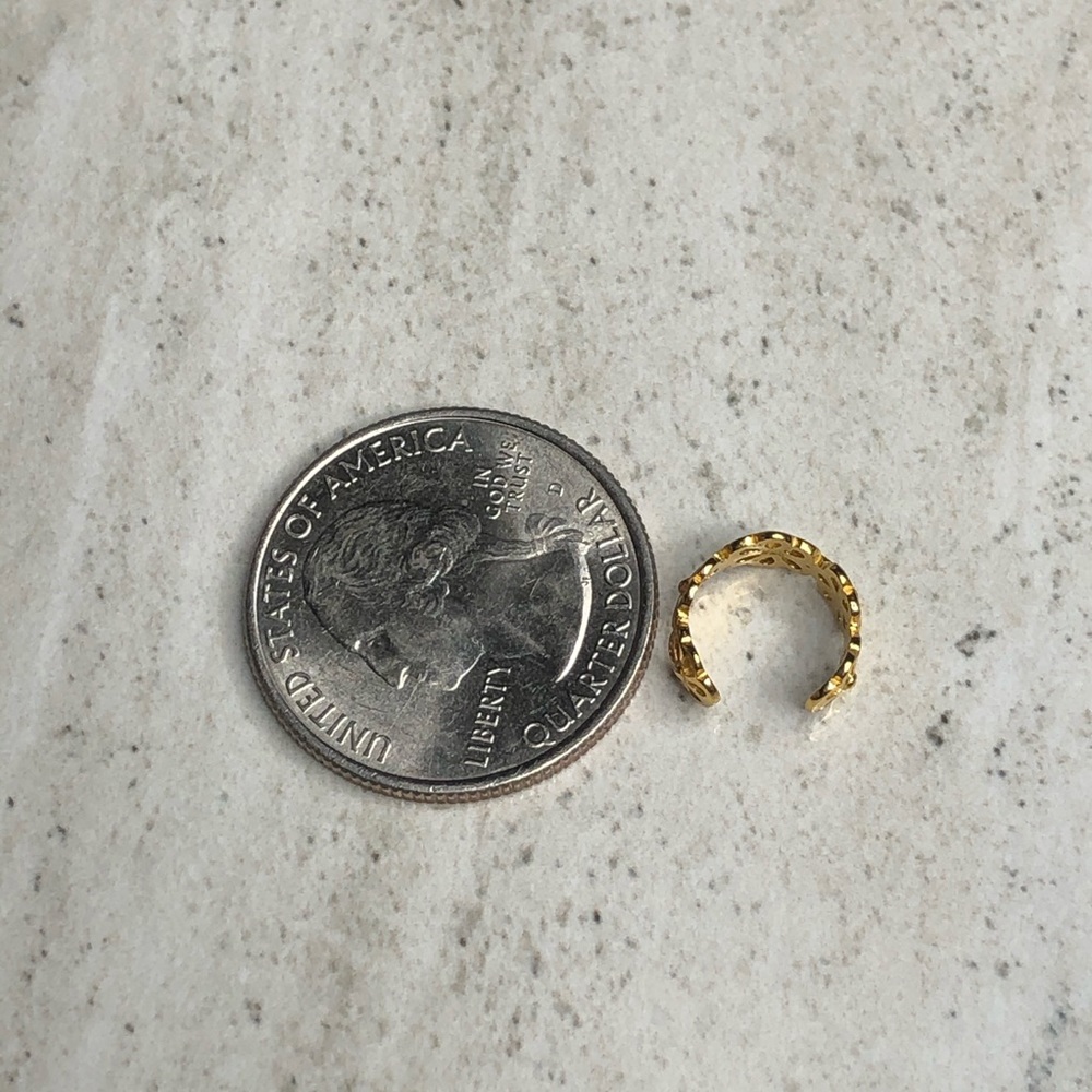 925 Sterling Silver Gold Flower Ear Cuff - Picture 14 of 16